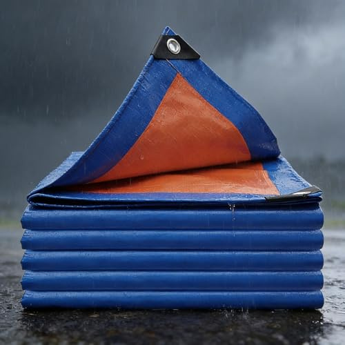 Bâche Imperméable 4 x 5 m Étanche, Résistant à La Déchirure Bâche Multi-Usage avec Oeillets, Épaisse et Durable pour Bois de Chauffage, Meubles de Jardin, Bleu