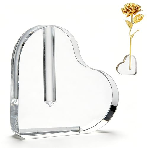 Niuhong Herz Form Acrylic Vase Geschenk Dekorative Ornamente Hochzeit | Transparente Acryl Vase Dekoration Haus Büro Geburtstagsgeschenk Blumen Muttertag Valentinstags Tischdekoration machen (A)