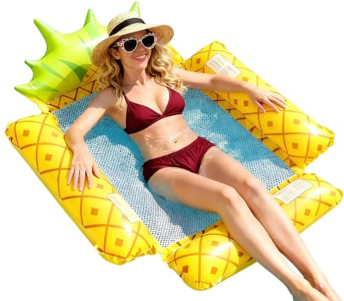 Bouée Piscine Gonflable,Fauteuil Flottant avec Dossiers Confort,Matelas Et Fauteuil Flottant,Hamac Flottant Géant avec Dossier Confort,pour Adultes, Plage Et Vacances (Ananas)