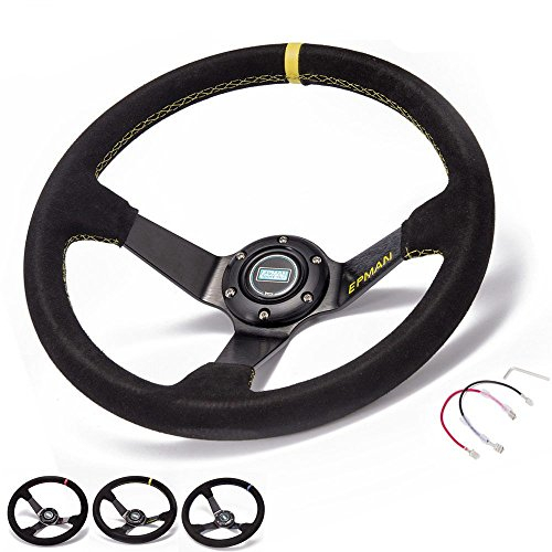 EPMAN Drift-Rennlenkrad, Wildleder, mit Hupenknopf, 350 mm, Gelb