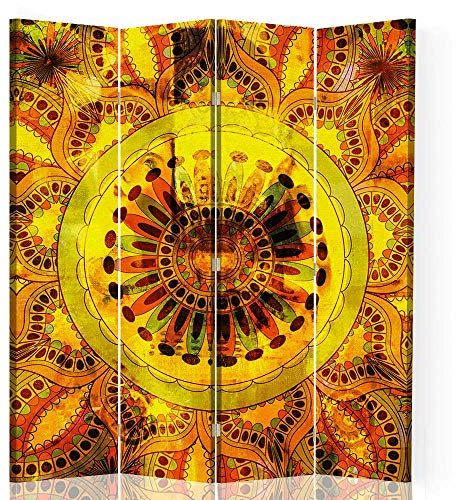 Raumteiler Trennwand Mandala Paravent 4-teilig Orient Spa Gelb 145x175 cm