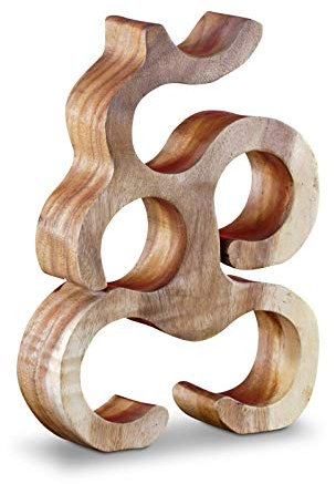 Kinaree Weinregal aus Holz für 6 Flaschen – handgefertigt aus Suar Massivholz – Flaschenregal in Natur oder Kolonial – asiatisches Design – ca. 40x30x9 cm