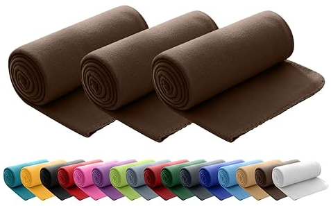 wometo 3er Set Polar Fleecedecke oekoTex 130x160 ca. 400g mit Anti-Pilling und Kettelrand braun