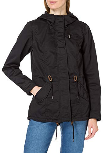 ONLY Damen Übergangs-Jacke ONLLorca Canvas Parka mit Kapuze 15216452, Black Ii,S