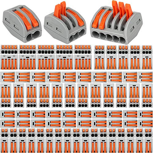 YUSHIHU Connecteurs de fil compacts 110 pièces, blocs de connecteurs électriques, connecteur electrique, pince 55 pièces 2 ports/45 pinces 3 ports/10 pièces 5 ports