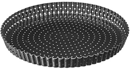 VITA PERFETTA 1 x Moule à Tarte Perforé, Moule à Quiche, Moule à Gâteau Rond, Revêtement Anti adhésif, Fond Amovible, Acier au carbone (Diamètre 28 cm)