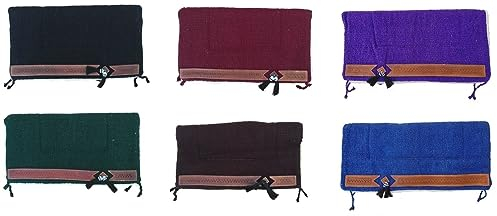 NETPROSHOP Pony Western Pad mit weichem Webfell und Lederverzierung, Rückenlänge ca. 62 cm, Farbe:Blau