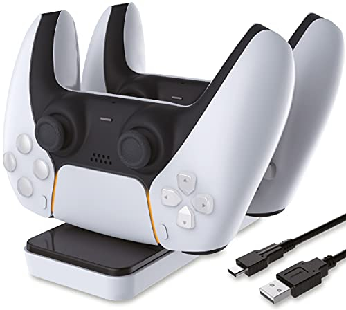 Eaxus® Controller Ladestation Dualmate Geeignet für PS5 - USB C Docking Station kompatibel mit PlayStation 5, Weiß