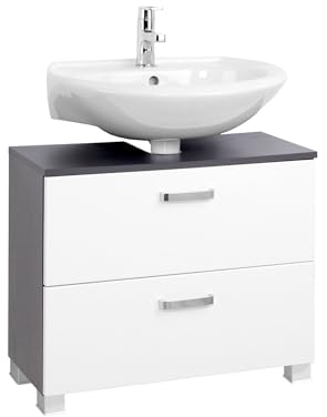 Bobbi Waschbeckenunterschrank, 70 cm, 1 Tür und 1 Schublade, mit Soft-Schließ-Funktion, Graphit/Weiß glänzend