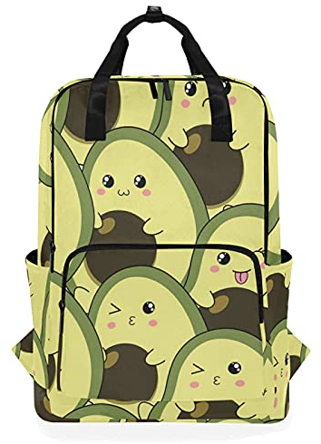 Linomo Süß Avocado Rucksack Daypacks Schultertasche Büchertasche Laptop Computerrucksack Umhängetasche Reisen Schulrucksack für Damen Herren Kinder Teenager