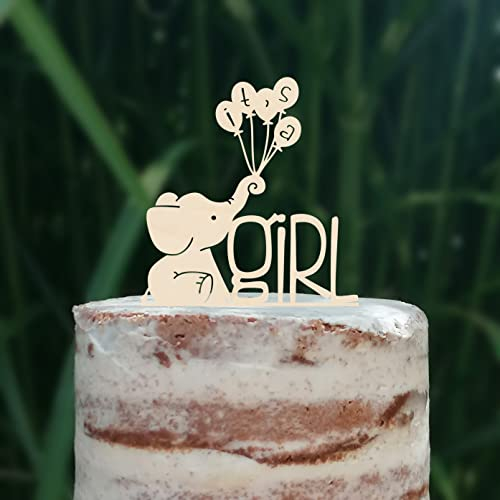 Cake Topper (It's a Girl) Mädchen Babyparty Shower Torte Deko Kuchen (Holz)