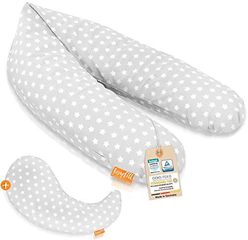 joyfill® Stillkissen Mikroperlen 190cm inkl. Nachfüllkissen I Schwangerschaftskissen - Made in Germany I Ideal zum Schlafen & Stillen Dank Flüsterleiser & Bequemer Füllung I Stillkissen XXL
