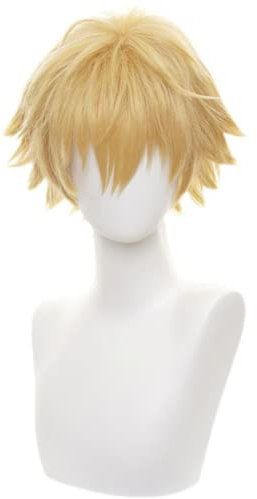 Anime Cosplay Costume Wig, Chainsaw Man Wig, Denji Wig,Golden Yellow Short Wig with Free Wig Cap, for Halloween, Party, Carnival, Nightlife, Concerts, Weddings