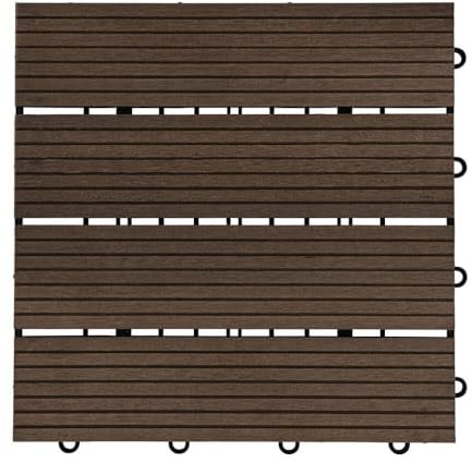Home Deluxe - WPC Klickfliese BAVARO - Dunkelbraun - 9 m² - 11 Fliesen á 30 x 30 cm I Klickfliese Terrassenfliese Balkonfliese