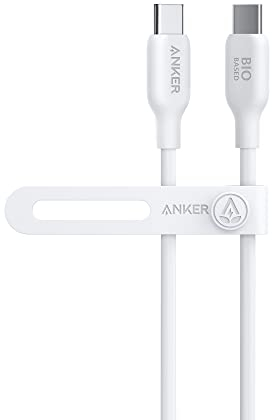 Anker 543 Cable USB C a USB C (240W 90cm), Cable de carga ecológico de base Biológica USB 2.0 para MacBook Pro 2020, iPad Pro 2020, iPad Air 4, Samsung Galaxy S21 y más (Blanco Aurora)