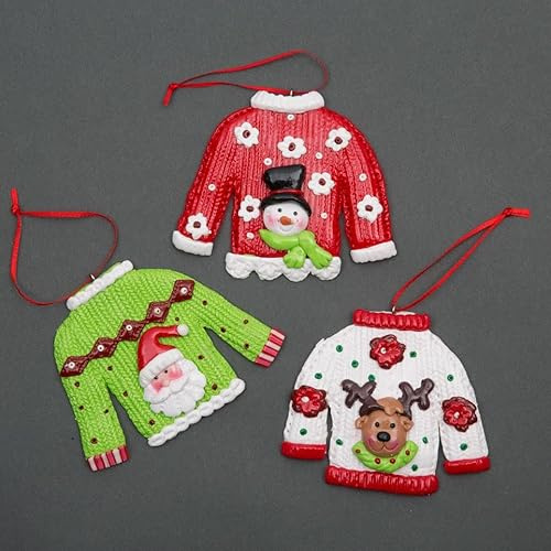 Christmas Tree Hanging Jumpers Decorated with Santa Snowman Reindeer Xmas Tree Wall Home Décor Ornaments 12pcs Set