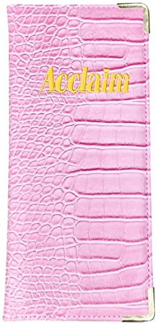 Acclaim Rigid Lawn Bowls Bowling Scorecard Holder Lightly Padded Synthetic Texture Effect 23 cm x 10 cm with Spring Clip & Pen Loop (Pastel Pink)