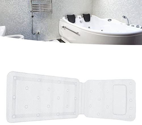 Tapis de bain, matelas de bain complet pour le corps, coussin matelassé doux avec sac de lavage en maille et 30 ventouses antidérapantes, oreiller de baignoire spa pour la tête, le cou, les épaules et
