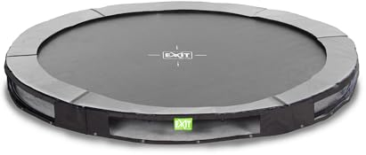 EXIT Toys Elegant Premium Rundes Sports Bodentrampolin - ø305cm - Mit Fußschutzsystem - Lange Federn - Rostfrei - Einfache Montage - Luxuriöse Ausführung - Inground Trampolin Garten - Schwarz