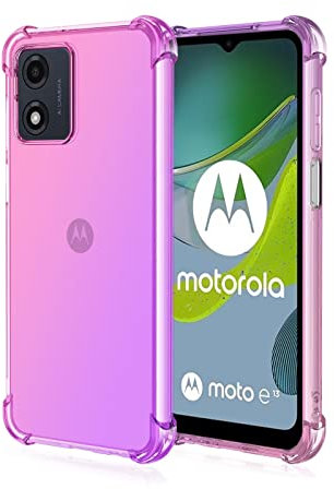 Topme Coque pour Motorola Moto E13 (6.5 inches), Étui de Téléphone Portable en Silicone TPU Souple avec Dégradé de Couleur Transparent - Rose Mauve