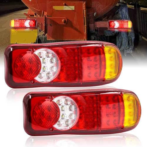 Ygmylandbb Led Feux Arrière De Remorque, feux arrières lampe pour camion, 24V 66LED Universel Flèche Séquentiel Fluide Stop Frein Tourner Singal Feu Arrière, 2Pcs (46LED)
