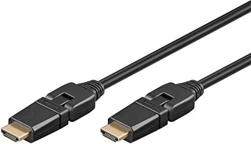 goobay 61283 Cable HDMI 360° de alta velocidad con Ethernet/Enchufe HDMI 360° tipo A/Enchufe HDMI giratorio/Resolución pantalla hasta 4K@60Hz (Ultra HD 2160p) / Enchufes chapados en oro / 1,5M