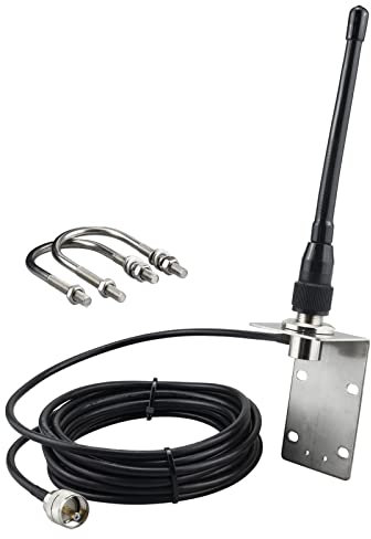 BOOBRIE VHF Marine Antenna 156-163MHz Boat Marine VHF Antenna 2-4dbi with PL259 Male Connector UHF Male to Female 16.4ft RG58 Upgraded Coaxial Cable for Marine Sailboat Yacht Mobile Radio Transceiver