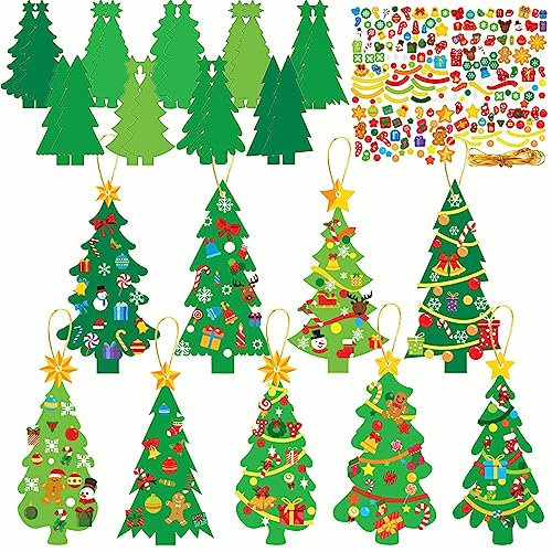 18 Stück Weihnachtsbaum für Kinder,Papierbastelsets für Kinder,Weihnachten Set Hängend Dekor,DIY Abnehmbaren Hängenden Ornamenten Weihnachtsbaum,Baumschmuck Bastelsets(9 Stile)