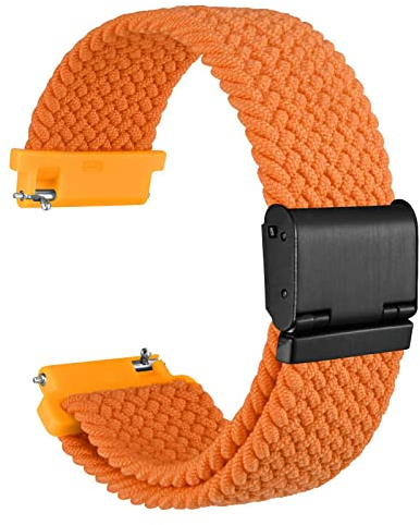 WOCCI 22mm Gewebtes Nylon Uhrenarmband für Damen und Herren, Schnellverschluss, Verstellbare Schwarze Schnalle (Orange)