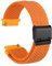 WOCCI 22mm Gewebtes Nylon Uhrenarmband für Damen und Herren, Schnellverschluss, Verstellbare Schwarze Schnalle (Orange)