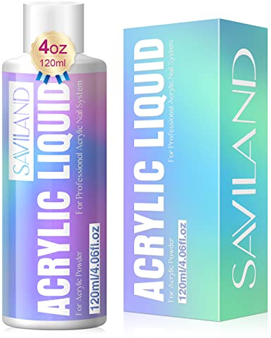 Saviland 120ml Monomer for Acrylic Nails – Acrylic Liquid Monomer for Acrylic Powder Non-Yellowing MMA-Free Formula Acrylic Monomer Liquid for Acrylic Nails Application Nail Extension & Nail Carving