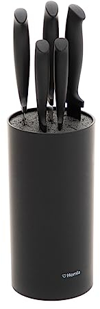 HOMLA Coxa Messerset von 6 - Klinge aus Rostfreiem Stahl - 6 Messer und Aufbewahrungsblock - Ergonomisch Geformte Griffe - Gut Ausbalanciert - Elegante Küchenausstattung - Küchengeräte - Schwarz