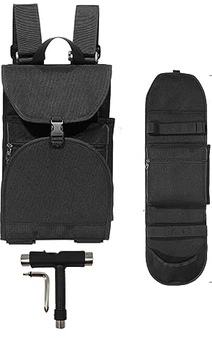 SusggO Pack: 1 x Rucksack Skateboard Tasche + 1 x T-Schlüssel Skate Werkzeug T-Schlüssel Skateboard Zubehör. Monopatin Schutzhülle Longboard Tragetasche Rucksack Skate Cruiser Geschenk Skaters