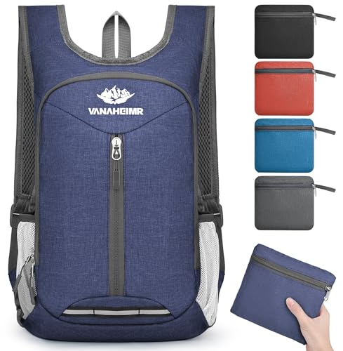 Yoowalar Faltbarer Rucksack Ultraleicht Wanderrucksack, 16L Rucksack Wasserdicht Packbare Backpack, Kleiner Daypack Reiserucksack für Damen Herren Outdoor Wandern Camping Klettern, Dunkelblau