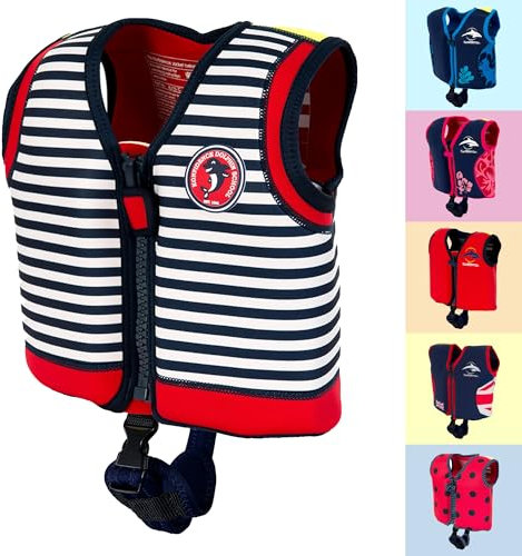 Konfidence Schwimmweste – Premium Schwimmjacke mit abnehmbarem Sicherheitsgurt für Kinder | Einstellbarer Auftrieb | CE-konform | Von Schwimmschulen empfohlen (Hamptons, Small)