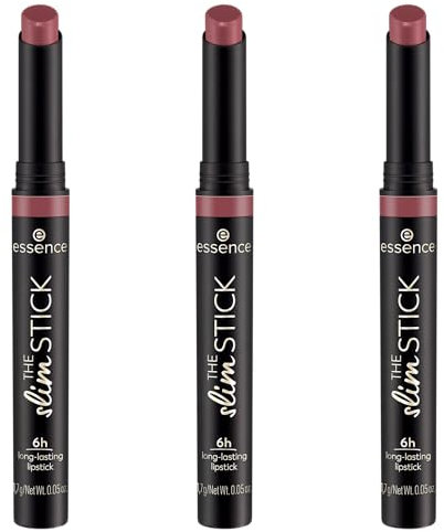 essence THE slim STICK, Lippenstift, Nr. 105, Violett, langanhaltend, pflegend, Expressergebnis, farbintensiv, matt, vegan, ohne Parfüm, ohne Alkohol, ohne Parabene, 3er Pack (3x1.7g)