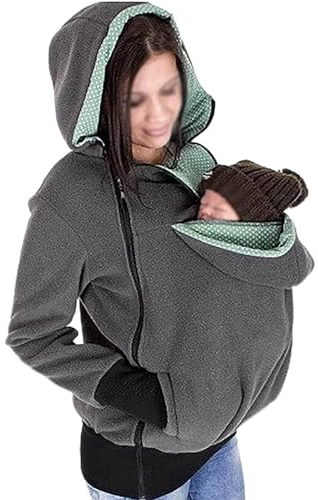 Babytrage-Kapuzenjacke, Weich Und Bequem, 3-In-1-Känguru-Mantel Für Damen Mit Reißverschluss, Schwangeres Oberteil, Babykleidung,006,3XL