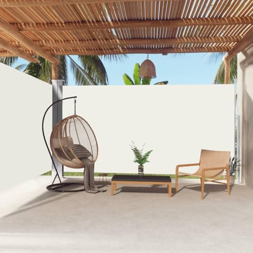 Store Latéral, Brise-Vue Paravent Extérieur Pare-Soleil Auvent latéral rétractable Crème 200x600 cm