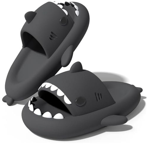 Ciabatte casa Squalo Bambini Shark Slides Slippers Nuvola Sandali Cuscino Pantofole Spiaggia Piscina Doccia Estate Infradito Ragazzi Ragazze, Grigio Scuro, 30/31 EU, Tag 200