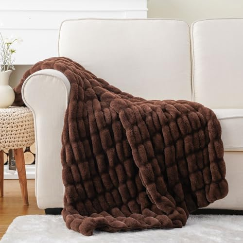 BATTILO Super Soft Faux Fur Throw Blanket for Couch, 50x60, Double Side