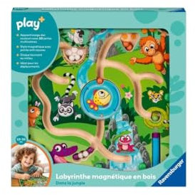 Ravensburger Play + – Magnetisches Labyrinth aus Holz im Dschungel – Babyspielzeug ab 18 Monaten – französische Version – 34018