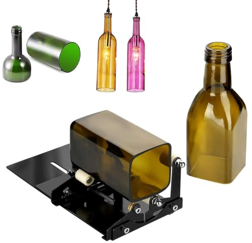 Buntglas-Set, Flaschenschneider, Glasflaschen-Schneidewerkzeug, Schneidewerkzeug-Set, Schneidemaschine für quadratische und runde Flaschen, mit 2 abnehmbaren Köpfen, für Künstler,