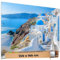 TRIOSK Große Motivplane Sichtschutz Zaunblende mit Motiv Küstenweg Santorini Griechenland Motivbanner Garten Deko Plane Blickdicht für Zaun Terrasse Gartenzaun Zaunplane PVC 250x180 cm