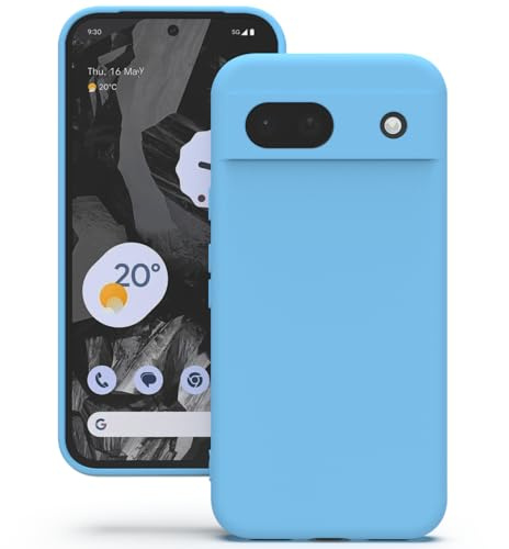 YATWIN Hülle für Google Pixel 8a, Silikon Handyhülle mit Futter, 1mm Kamera und Displayschutz, Dünn & Leicht, Anti Kratzer Case, Himmelblau