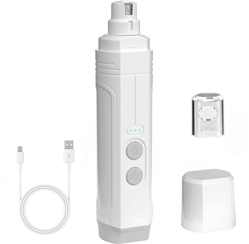 NUMINA Dog Nail Grinder with 2 LED Light,3-Speed, Professional Pet Nail Grinder for Dogs Super Quiet, Rechargeable Nail Trimmer for Small, Medium, Large Dog, White