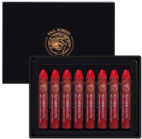 Paul Rubens Ölpastellkreiden, 8 Permanent Intensive Rote Farben HaiYa Artist Soft Oil Pastels Lebendig und Cremig, Kunstzubehör für Künstler, Anfänger