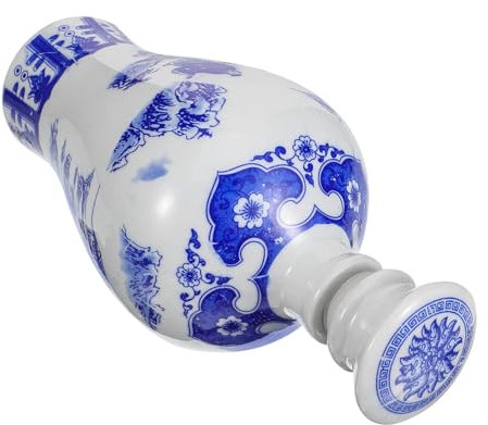 Amosfun botella de vino azul y bebidas alcohólicas botella de vino para regalar práctica botella de licor titular de licor botella de almacenamiento de vino en cerámica