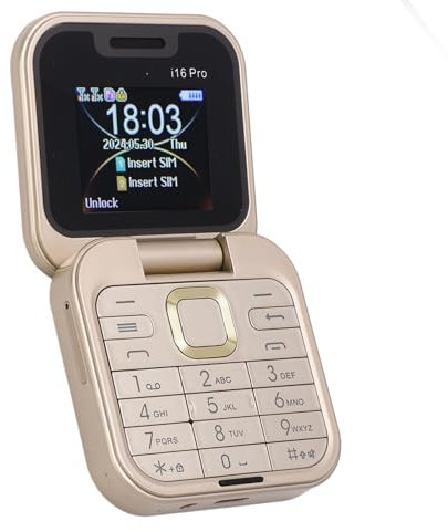 Zunate 2G Small Klapphandy, Faltbares Handy, 2 SIM Kartensteckplätze, 1,77 Zoll Kleines Display, Entsperrtes Klapphandy, Unterstützt UKW Radio, Schnellwahl, Vibration (Gold)