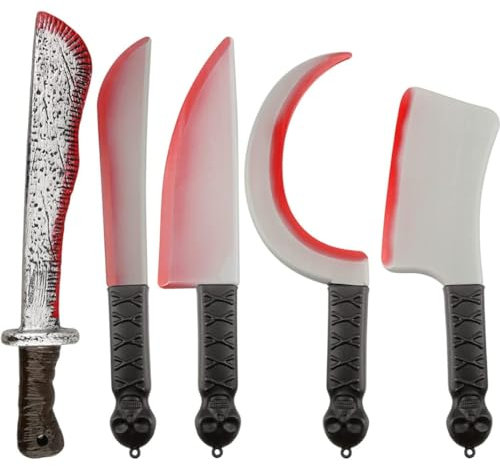 XJKLBYQ Halloween Fake Machetes, 5pcs Plastic Machette Knife Access