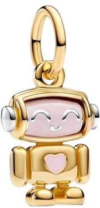 LaMenars Cute Love Robot Charm für Armbänd 925 Sterling Silber Bead Women Charms Mother's Day Birthday Anniversary Jewelry for Damen